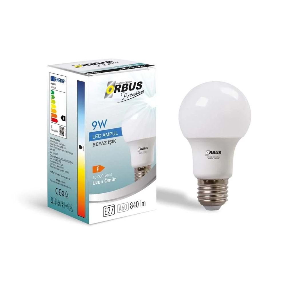 Orbus Led Ampül Beyaz 9W E27 840Lm
