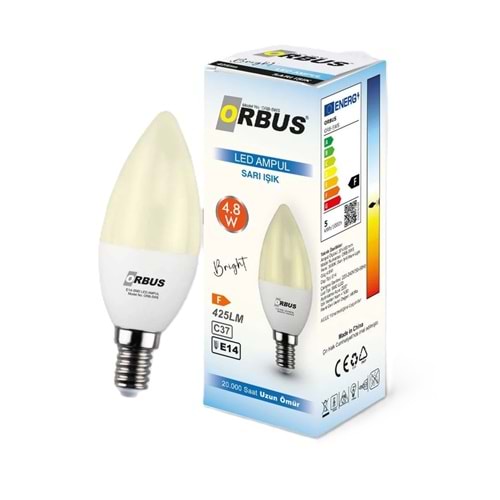Orbus Led Mum Tipi Ampül Sarı 4.8W E14 425Lm